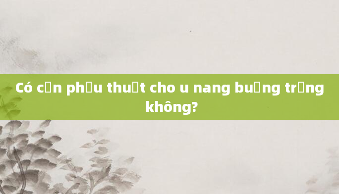Có cần phẫu thuật cho u nang buồng trứng không?