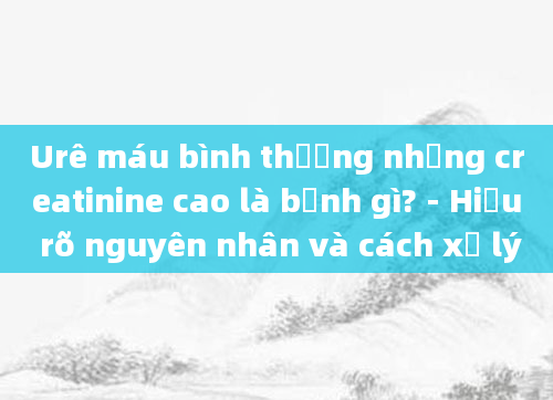 Urê máu bình thường nhưng creatinine cao là bệnh gì? - Hiểu rõ nguyên nhân và cách xử lý