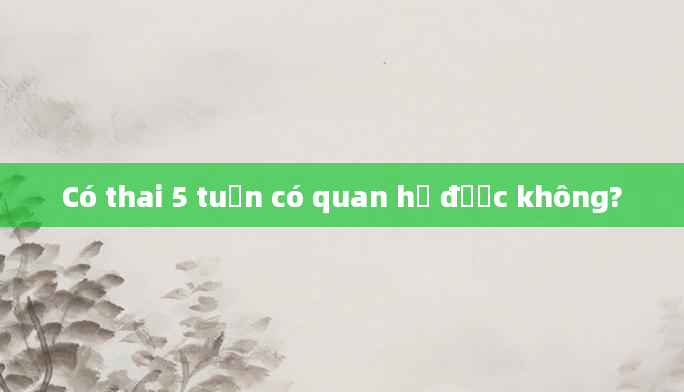 Có thai 5 tuần có quan hệ được không?