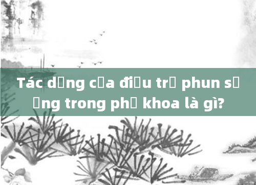 Tác dụng của điều trị phun sương trong phụ khoa là gì?