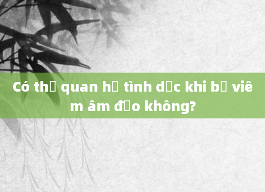 Có thể quan hệ tình dục khi bị viêm âm đạo không?