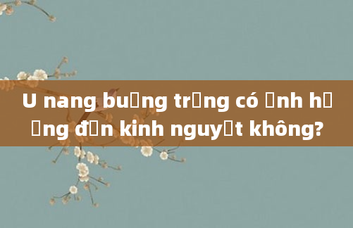 U nang buồng trứng có ảnh hưởng đến kinh nguyệt không?