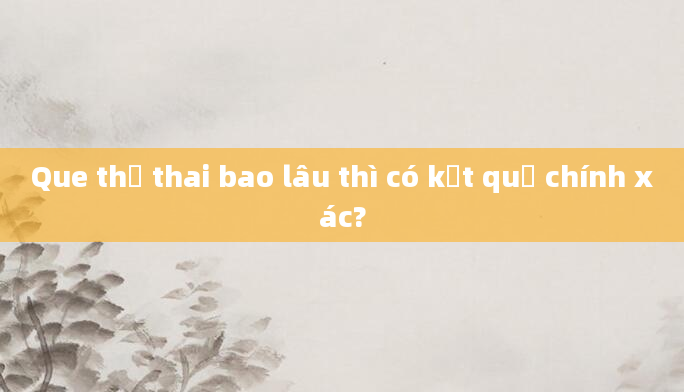 Que thử thai bao lâu thì có kết quả chính xác?