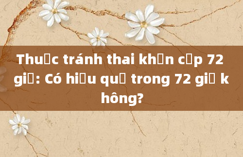 Thuốc tránh thai khẩn cấp 72 giờ: Có hiệu quả trong 72 giờ không?